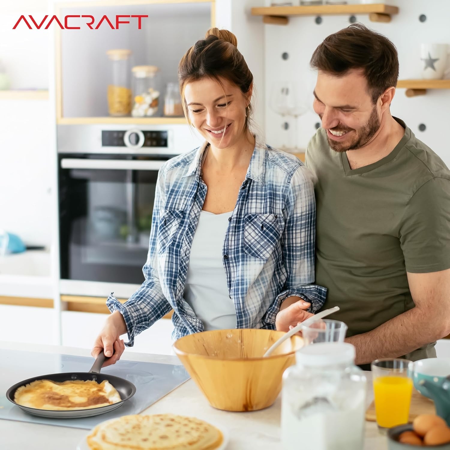image:imageAVACRAFT 10 inch 94 Nonstick Ceramic Coating Stainless Steel Crepe Pan Tawa Dosa Tortilla Pan Compatible with All Stovetops PFOA PTFE Toxin Free11 Inch