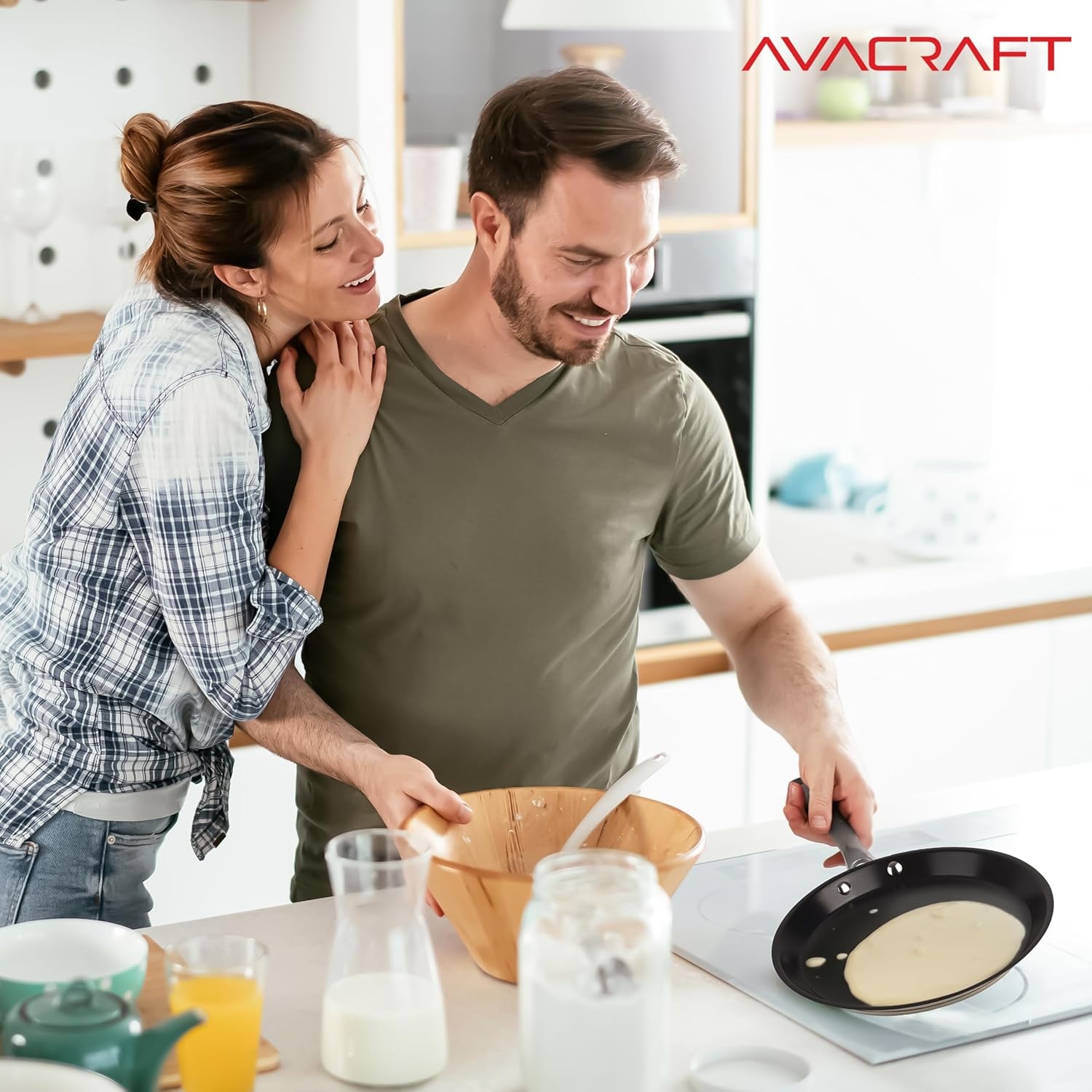 image:imageAVACRAFT 10 inch 94 Nonstick Ceramic Coating Stainless Steel Crepe Pan Tawa Dosa Tortilla Pan Compatible with All Stovetops PFOA PTFE Toxin Free94 Inch