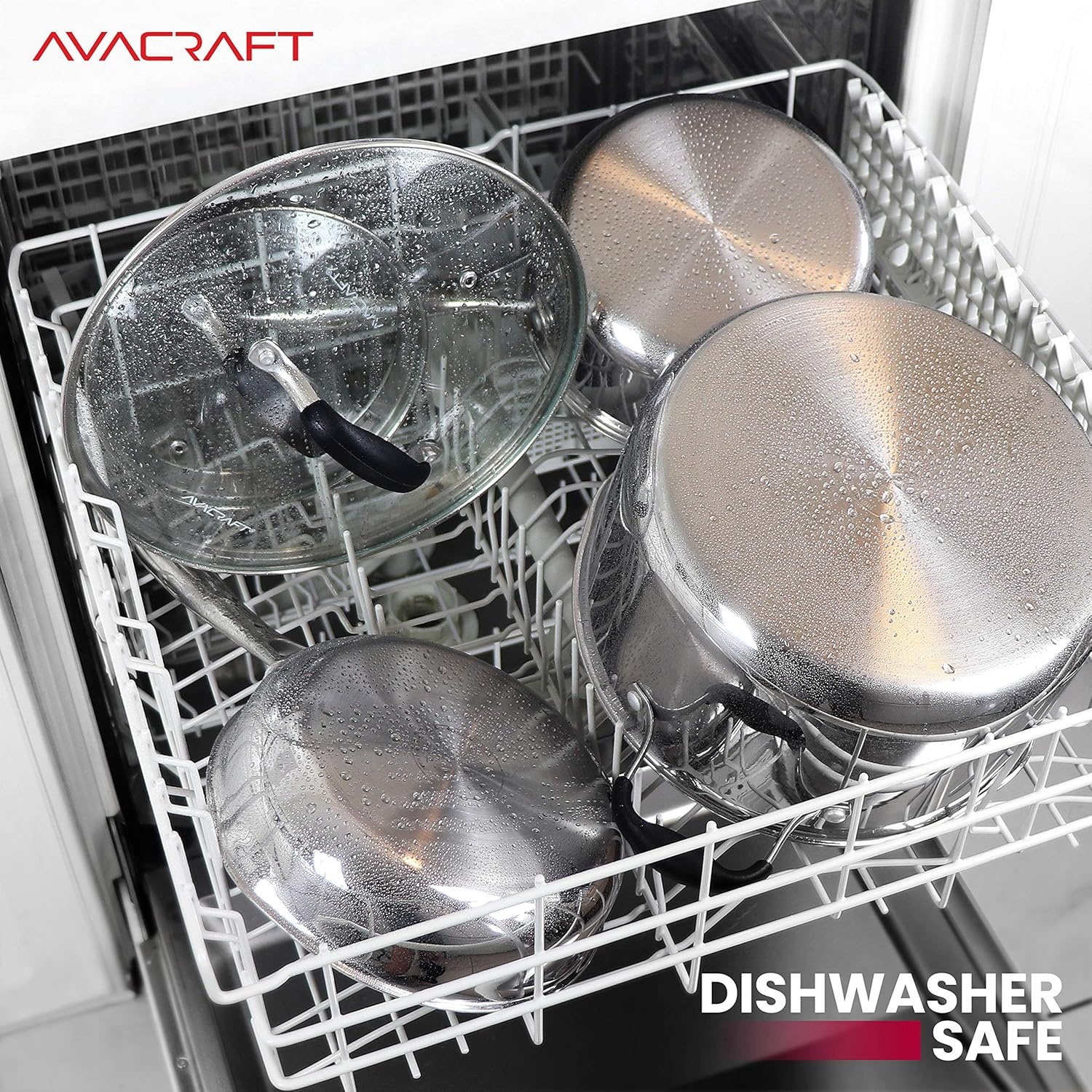 image:imageAVACRAFT 1810 Stainless Steel Cookware Set Premium Pots and Pans Kitchen Essentials For Cooking MultiPly Body Stainless Steel 10Pieces