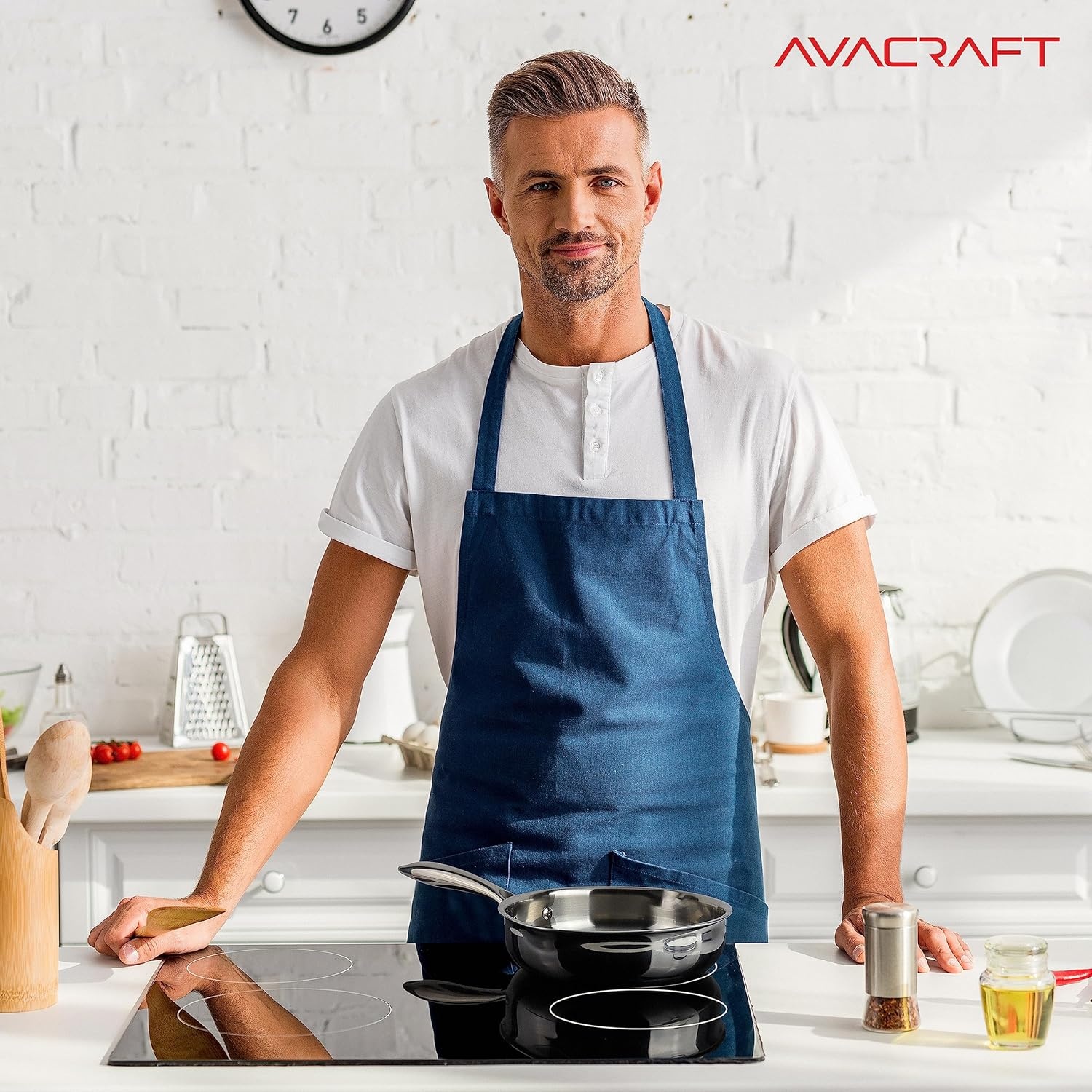 image:imageAVACRAFT 8 Inch TriPly Stainless Steel Frying Pan with Lid Side Spouts Induction Pan Versatile Stainless Steel Skillet Fry Pan in our Pots and Pans TriPly Stainless Steel 8 InchStainless Steel