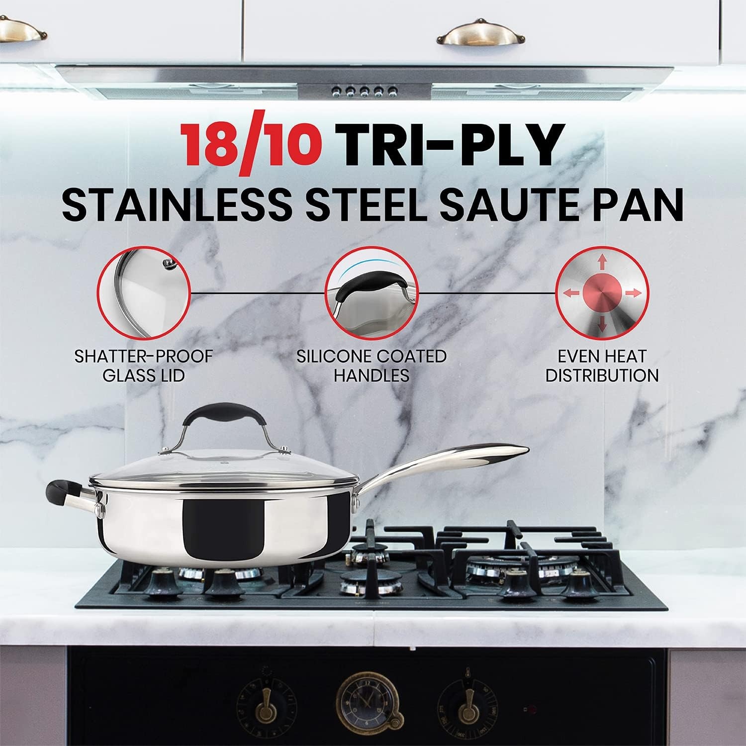 image:imageAVACRAFT 8 Inch TriPly Stainless Steel Frying Pan with Lid Side Spouts Induction Pan Versatile Stainless Steel Skillet Fry Pan in our Pots and Pans TriPly Stainless Steel 8 InchStainless Steel