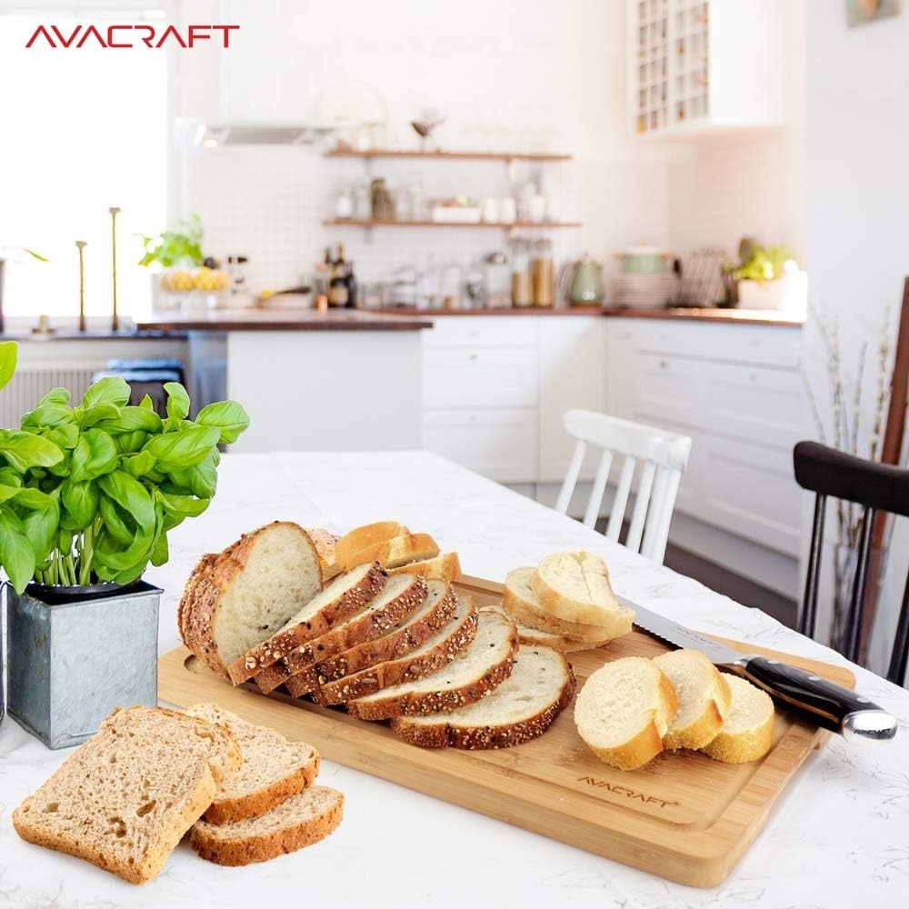 image:imageAVACRAFT Bread Knife High Carbon German 14116 Stainless Steel Serrated Knife Cake Knife Cake Slicer Ergonomic Wood Handle Razor Sharp 8 inch with Custom Storage Cover