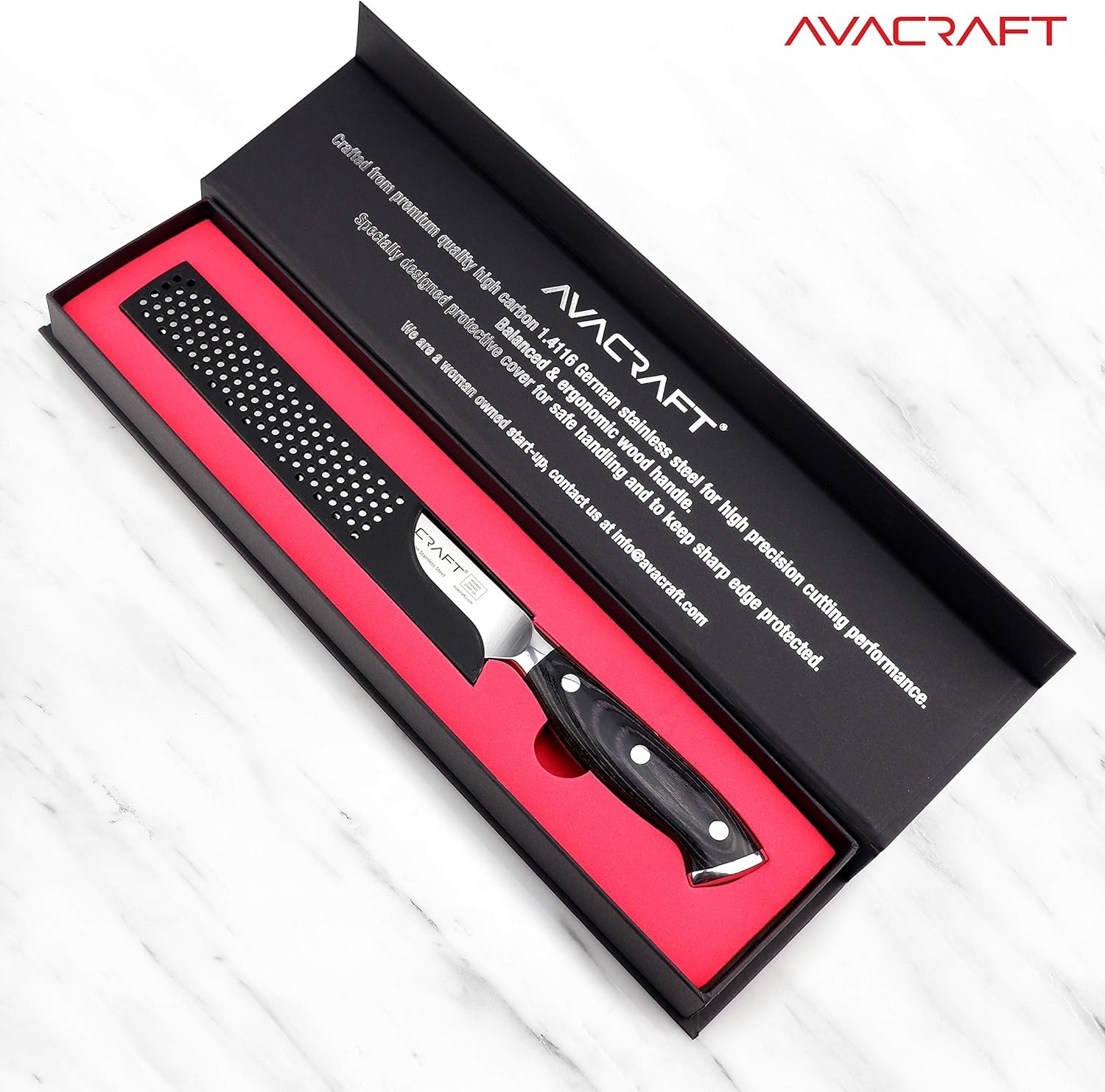 image:imageAVACRAFT Bread Knife High Carbon German 14116 Stainless Steel Serrated Knife Cake Knife Cake Slicer Ergonomic Wood Handle Razor Sharp 8 inch with Custom Storage Cover