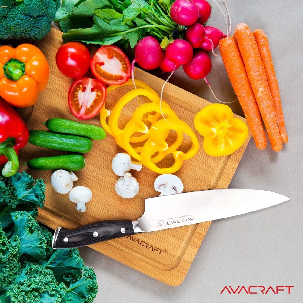 image:imageAVACRAFT Chefs Knife Kitchen Vegetable Knife Meat Knife German 14116 High Carbon Stainless Steel Ergonomic Wooden Handle Knife with Custom Storage Case 8 Chefs Knife