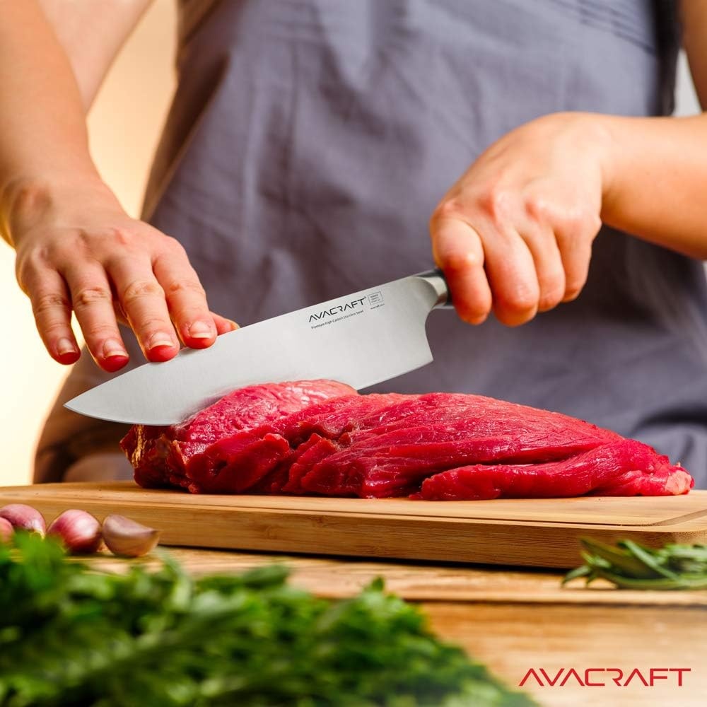 image:imageAVACRAFT Chefs Knife Kitchen Vegetable Knife Meat Knife German 14116 High Carbon Stainless Steel Ergonomic Wooden Handle Knife with Custom Storage Case 8 Chefs Knife