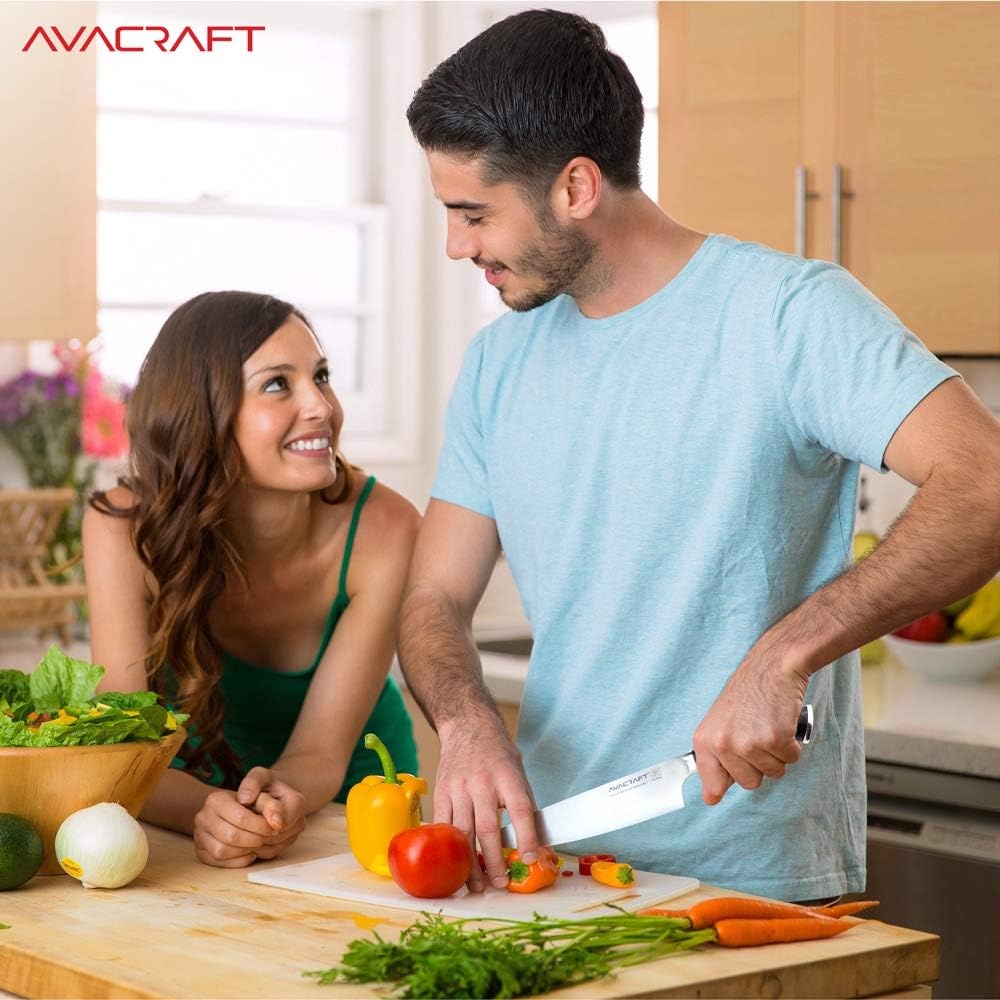 image:imageAVACRAFT Chefs Knife Kitchen Vegetable Knife Meat Knife German 14116 High Carbon Stainless Steel Ergonomic Wooden Handle Knife with Custom Storage Case 8 Chefs Knife