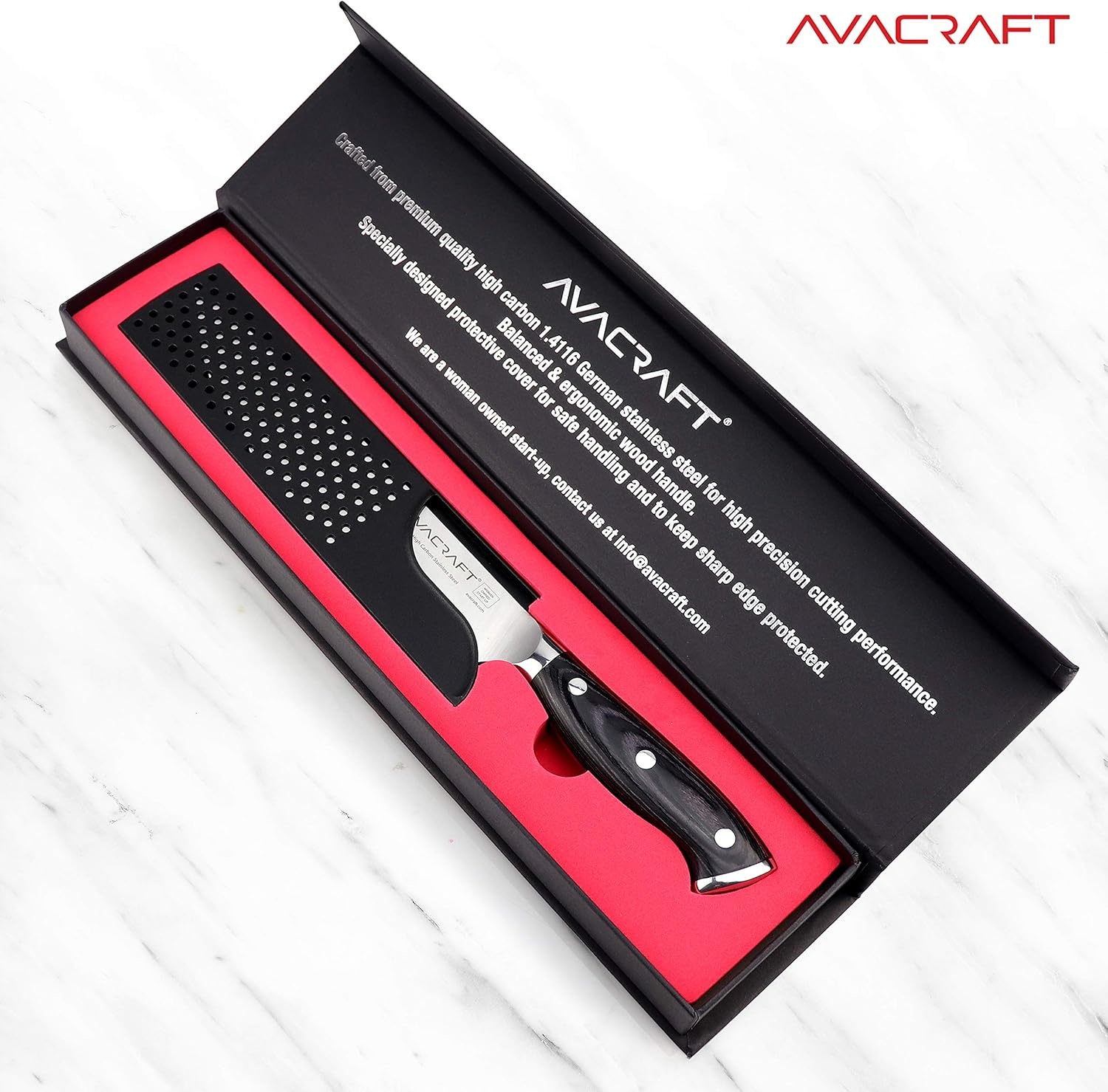 image:imageAVACRAFT Chefs Knife Kitchen Vegetable Knife Meat Knife German 14116 High Carbon Stainless Steel Ergonomic Wooden Handle Knife with Custom Storage Case 8 Chefs Knife