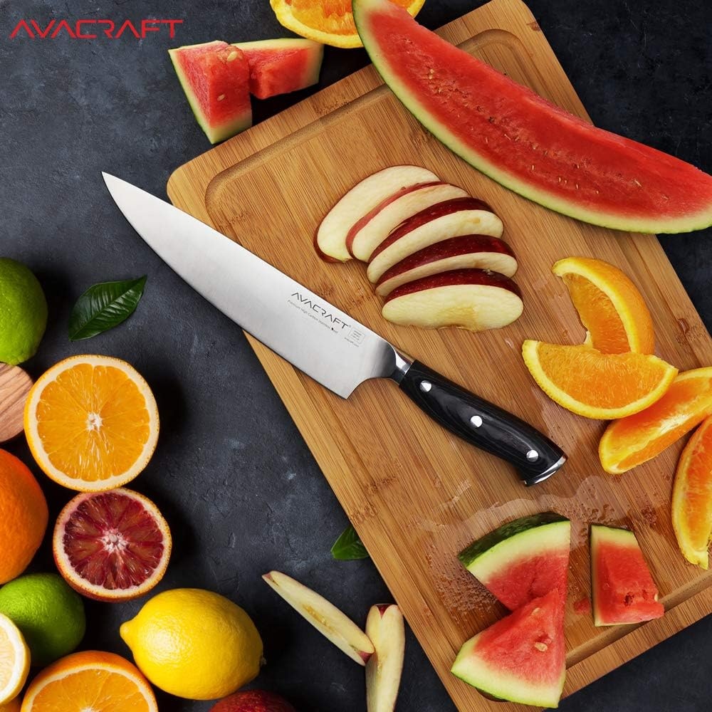 image:imageAVACRAFT Chefs Knife Kitchen Vegetable Knife Meat Knife German 14116 High Carbon Stainless Steel Ergonomic Wooden Handle Knife with Custom Storage Case 8 Chefs Knife