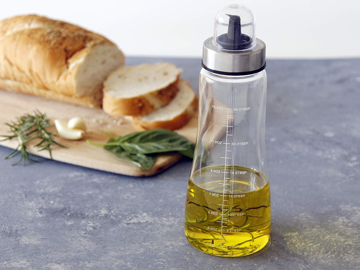image:imageAVACRAFT Glass Oil Dispenser Modern Olive Oil Dispenser Bottle Measurement Marks Easy Refill and Cleaning Oil and Vinegar Dispenser 142 Oz OC1