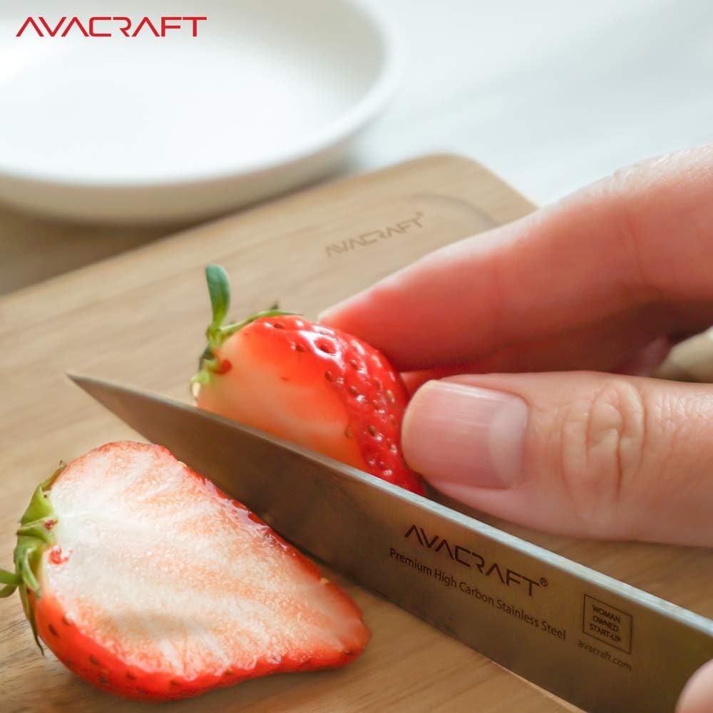 image:imageAVACRAFT Kitchen Paring Knife High Carbon German 14116 Stainless Steel Knife Cutting Chopping Carving Knife Ergonomic Wooden Handle 35 inch knife with Custom Storage Case