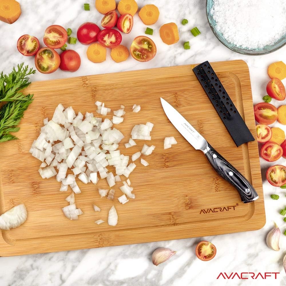 image:imageAVACRAFT Kitchen Paring Knife High Carbon German 14116 Stainless Steel Knife Cutting Chopping Carving Knife Ergonomic Wooden Handle 35 inch knife with Custom Storage Case