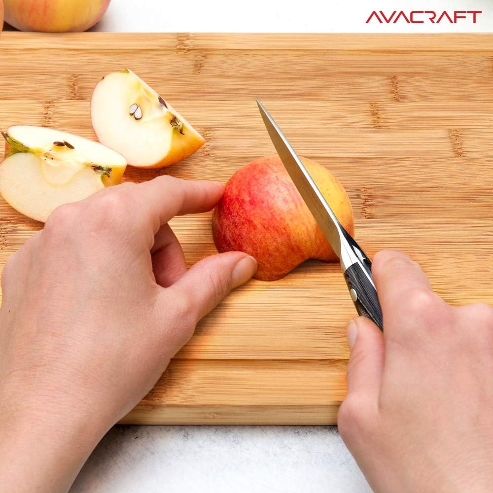 image:imageAVACRAFT Kitchen Paring Knife High Carbon German 14116 Stainless Steel Knife Cutting Chopping Carving Knife Ergonomic Wooden Handle 35 inch knife with Custom Storage Case
