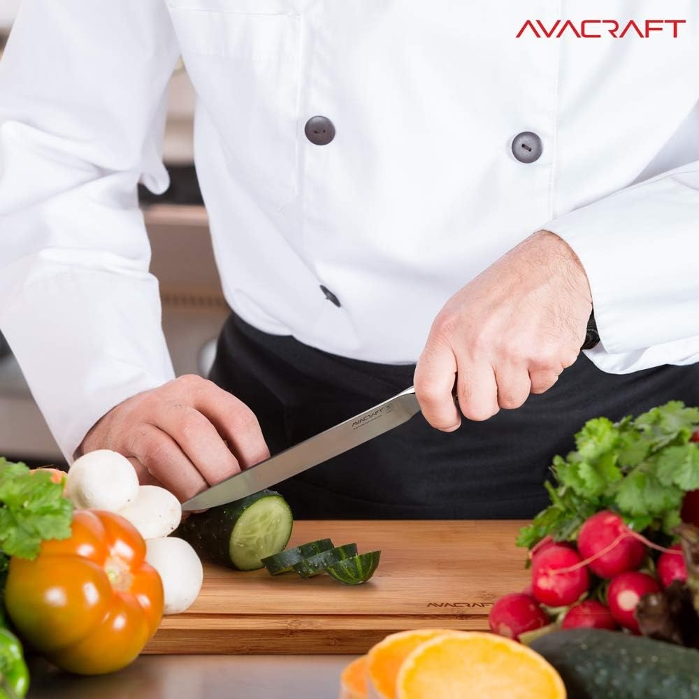 image:imageAVACRAFT Kitchen Utility Knife High Carbon German 14116 Stainless Steel Cutting Chopping Carving Knife Ergonomic Wooden Handle Razor Sharp 5inch Knife with Custom Storage Case