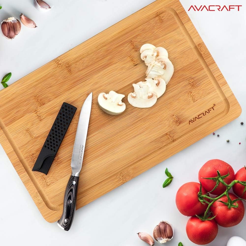 image:imageAVACRAFT Kitchen Utility Knife High Carbon German 14116 Stainless Steel Cutting Chopping Carving Knife Ergonomic Wooden Handle Razor Sharp 5inch Knife with Custom Storage Case