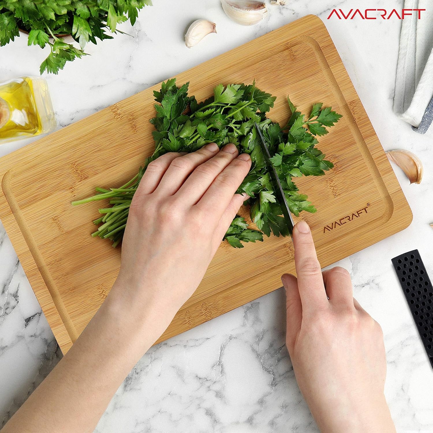 image:imageAVACRAFT Large Organic Bamboo Cutting Board Large Cutting Board for kitchen Best Chopping Board for Vegetables Meat Cheese Butcher Block Ideal Cutting Boards for Kitchen 16X10 Rectangular
