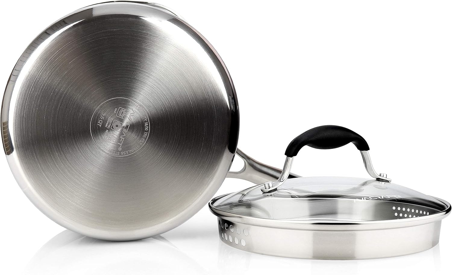 image:imageAVACRAFT TriPly Stainless Steel Saucepan with Glass Strainer Lid Two Side Spouts Ergonomic Handle Multipurpose Sauce Pan with Lid Sauce Pot Cooking Pot TriPly Full Body 25 QuartTriPly Full Body