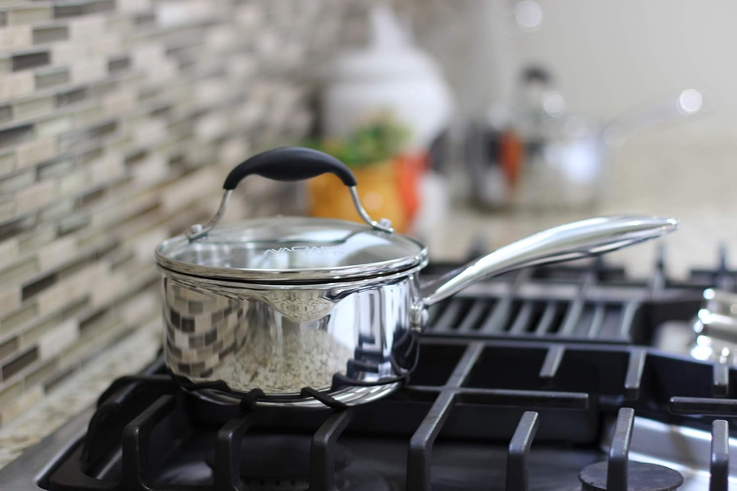 image:imageAVACRAFT TriPly Stainless Steel Saucepan with Glass Strainer Lid Two Side Spouts Ergonomic Handle Multipurpose Sauce Pan with Lid Sauce Pot Cooking Pot TriPly Full Body 25 QuartTriPly Full Body