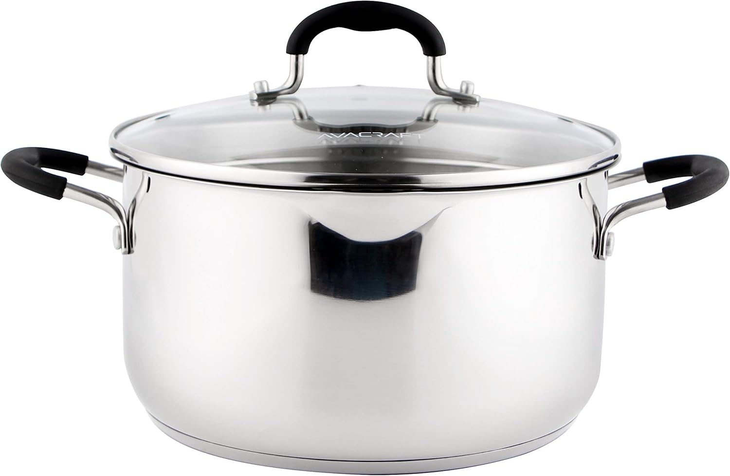 image:imageAVACRAFT TriPly Stainless Steel Stockpot with Glass Strainer Lid Side Spouts 6 Quart Pot Multipurpose Stock Pot Sauce Pot TriPly Full Body 6QT5ply Capsule Bottom