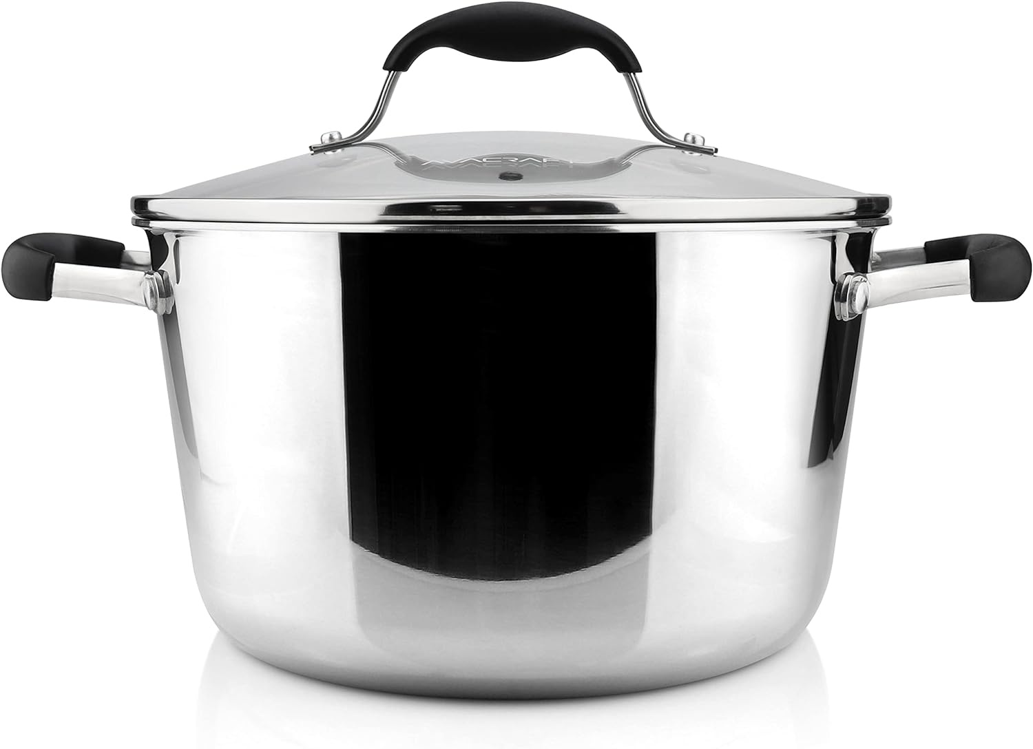 image:imageAVACRAFT TriPly Stainless Steel Stockpot with Glass Strainer Lid Side Spouts 6 Quart Pot Multipurpose Stock Pot Sauce Pot TriPly Full Body 6QTStainless Steel