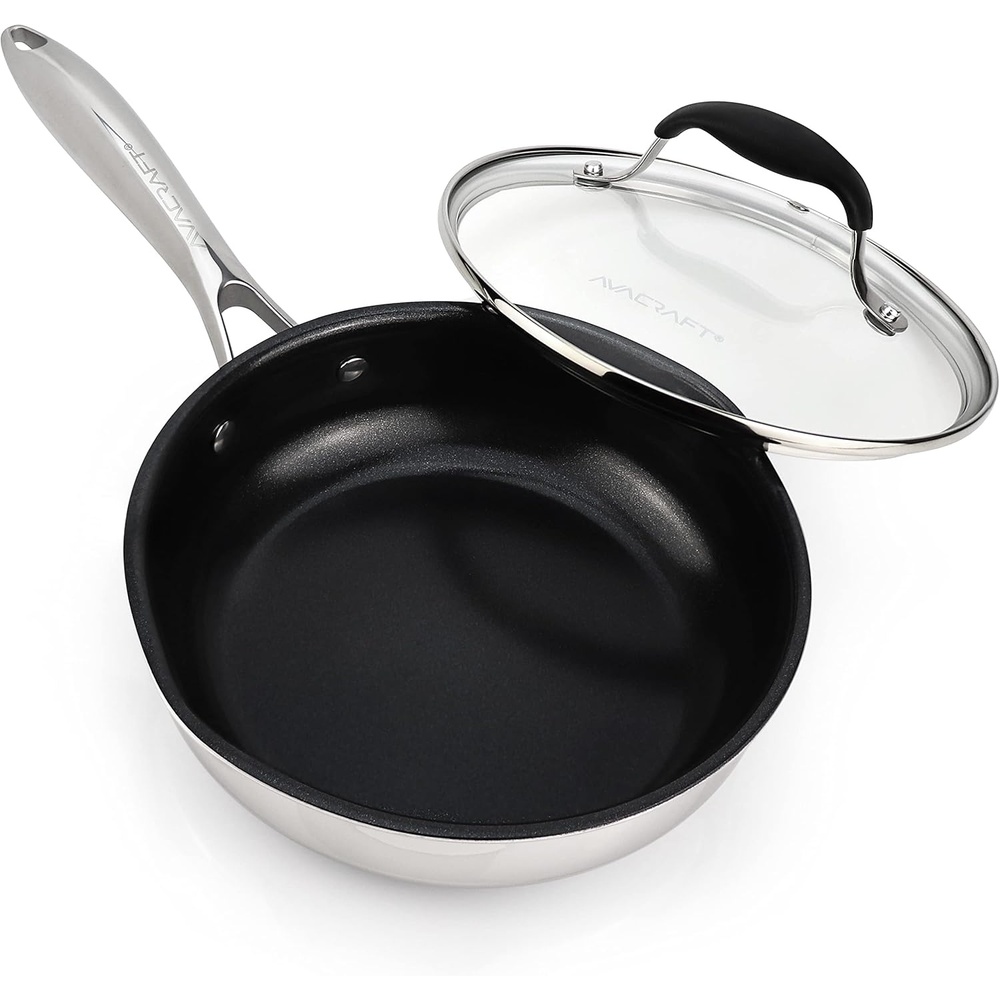 image:imageAVACRAFT Ceramic Nonstick Frying Pan with Lid Egg Pan Ceramic Nonstick Skillet 100 PFOA PTFE Toxins Free Cooking Pan Best Ceramic Pans for Cooking 10 Inch NonStick Frying Pan8 Inch NonStick Frying Pan