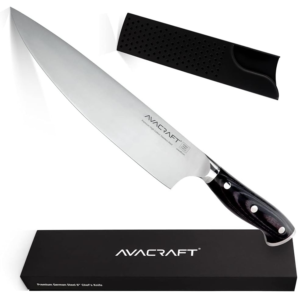 image:imageAVACRAFT Chefs Knife Kitchen Vegetable Knife Meat Knife German 14116 High Carbon Stainless Steel Ergonomic Wooden Handle Knife with Custom Storage Case 8 Chefs Knife