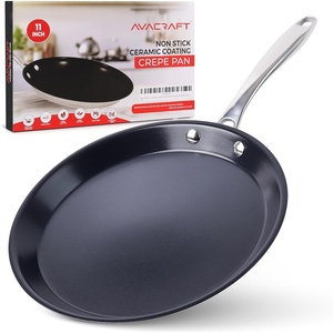image:imageAVACRAFT 10 inch 94 Nonstick Ceramic Coating Stainless Steel Crepe Pan Tawa Dosa Tortilla Pan Compatible with All Stovetops PFOA PTFE Toxin Free11 Inch