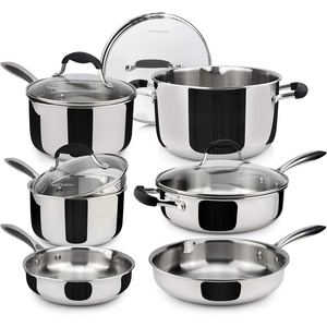 image:imageAVACRAFT 1810 Stainless Steel Cookware Set Premium Pots and Pans Kitchen Essentials For Cooking MultiPly Body Stainless Steel 10Pieces