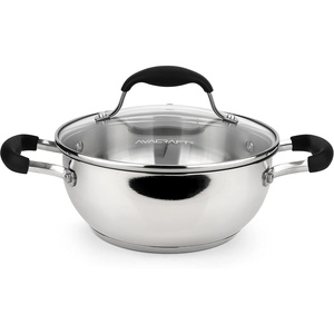 image:imageAVACRAFT 1810 Stainless Steel Everyday Pan Stir Fry Pan with FivePly Base Chefs Pan with Glass Lid Multipurpose Stewpot Skillet Saute Pan Casserole in Pots and Pans 8 inch8 Inch