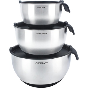 image:imageAVACRAFT 1810 Stainless Steel Mixing Bowls with Lids non slip silicone base bowls with Handle Mixing Bowl Set with Pour Spouts amp Measurement Marks Home Essentials Cooking Bowls BlackBlack