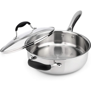 image:imageAVACRAFT 8 Inch TriPly Stainless Steel Frying Pan with Lid Side Spouts Induction Pan Versatile Stainless Steel Skillet Fry Pan in our Pots and Pans TriPly Stainless Steel 8 InchStainless Steel