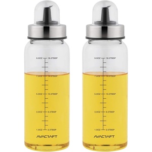 image:imageAVACRAFT Glass Olive Oil Dispenser Bottle with Pour Spouts Measurement Marks on the Oil container for Healthy Cooking Olive Oil Bottle Oil and Vinegar Dispenser 10OZ Set of Two OC3