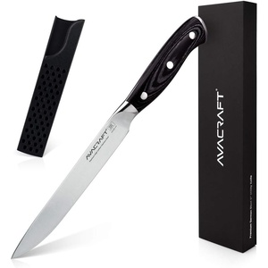 image:imageAVACRAFT Kitchen Utility Knife High Carbon German 14116 Stainless Steel Cutting Chopping Carving Knife Ergonomic Wooden Handle Razor Sharp 5inch Knife with Custom Storage Case