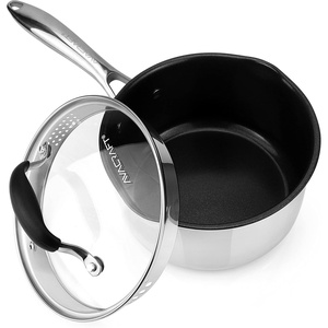 image:imageAVACRAFT Nonstick Saucepan with Glass Lid Strainer Lid 100 PTFE PFOA Toxins Free Two Side Spouts for Easy Pour Multipurpose Ceramic Sauce Pot 25 QT NonStick Saucepan