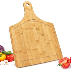 image:imageAVACRAFT Organic Bamboo Cutting Board with Handle Wood Serving Board with Handle Ideal Cutting Board for kitchen Best Chopping Board for Vegetables Meat Cheese Butcher Block 17X12 with Handle