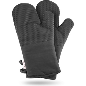 image:imageAVACRAFT Oven Mitts Pair Flexible 100 Cotton with Unique Heat Resistant Food Grade Silicone Thick Terry Cloth Interior 500 F Heat Resistant Red Oven MittsGrey Oven Mitts