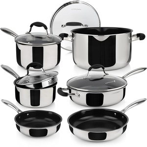 image:imageAVACRAFT Premium Ceramic Non Stick Cookware Set 100 PFOA PTFE Toxin Free Best Nonstick Pots and Pans Set MultiPly Body Ceramic Pan Set 10Piece Sets