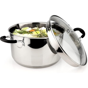 image:imageAVACRAFT TriPly Stainless Steel Stockpot with Glass Strainer Lid Side Spouts 6 Quart Pot Multipurpose Stock Pot Sauce Pot TriPly Full Body 6QT5ply Capsule Bottom