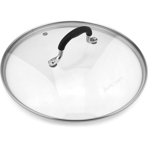 image:imageAVACRAFT Glass Lid for 10 Frying pan Fry Pan Skillet pan lid with handle coated in Silicone lid Works for pots and pans with 10 inner rim Glass Lid 10 inch