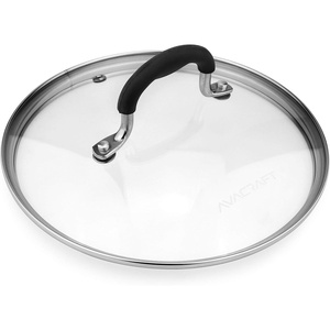 image:imageAVACRAFT Glass Lid for 8 Frying pan Fry Pan Skillet pan lid with handle coated in Silicone lid Works for pots and pans with 8 inner rimGlass Lid 8 inch